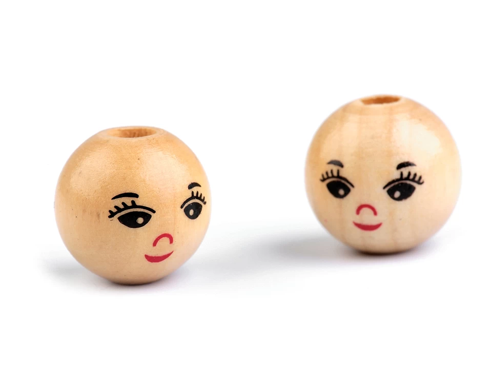 Korale z malowana buzka glowka aniolka 14mm