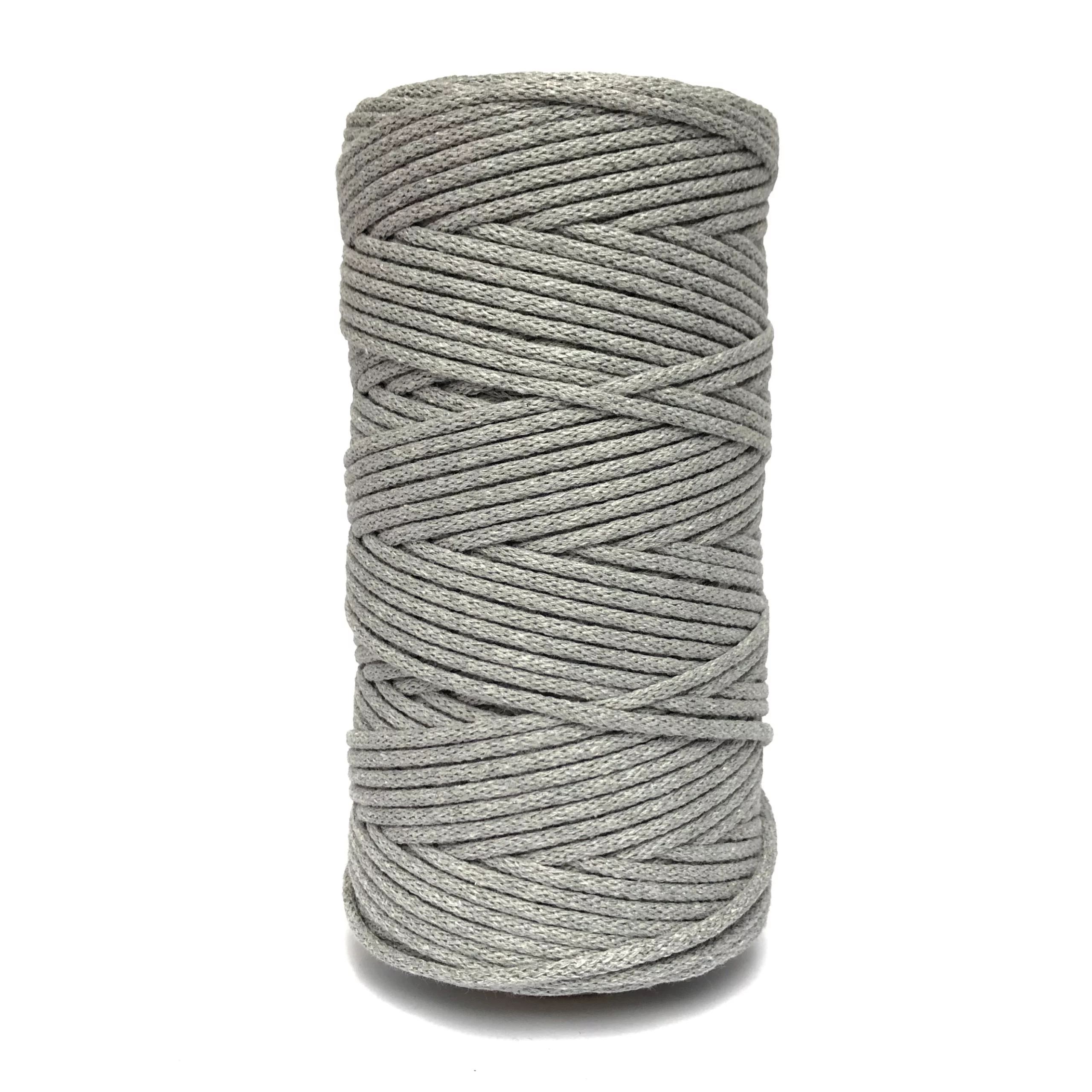 Szary sznurek bawelniany do makramy pleciony 3mm z rdzeniem Classic