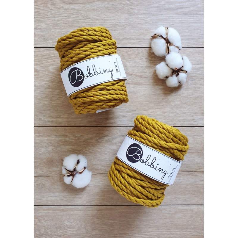 curry spicy yellow sznurki bawelniane potrojnie skrecane 3PLY 9 mm do makramy Bobbiny
