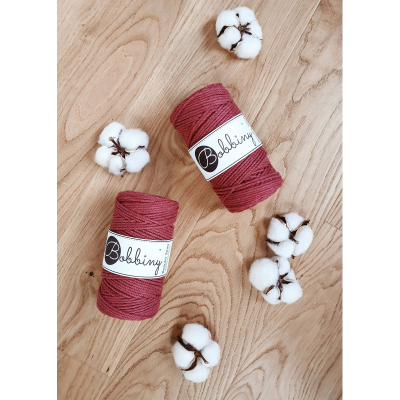 dzika roza wild rose sznurki bawelniane potrojnie skrecane 3PLY 3 mm do makramy Bobbiny