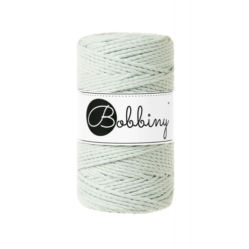 jasny zielony milky green sznurek bawelniany potrojnie skrecany 3PLY 3mm do makramy Bobbiny