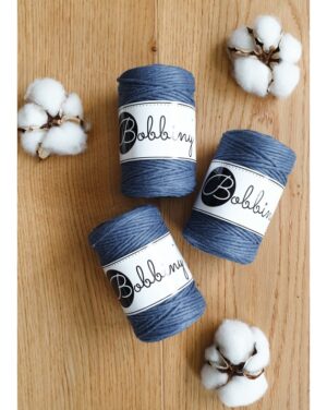 jeansowy jeans sznurki bawelniane skrecane 1,5 mm do makramy Bobbiny