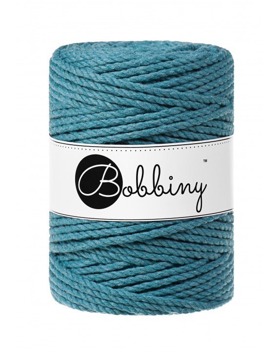 morski teal sznurek bawelniany potrojnie skrecany 3PLY 5mm do makramy Bobbiny