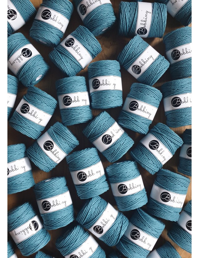 morski teal sznurki bawelniane potrojnie skrecane 3PLY 5 mm do makramy Bobbiny