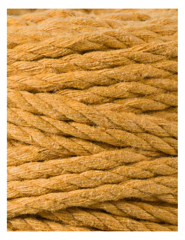 musztardowy mustard sznurek potrojnie skrecany 3PLY 5 mm do makramy Bobbiny