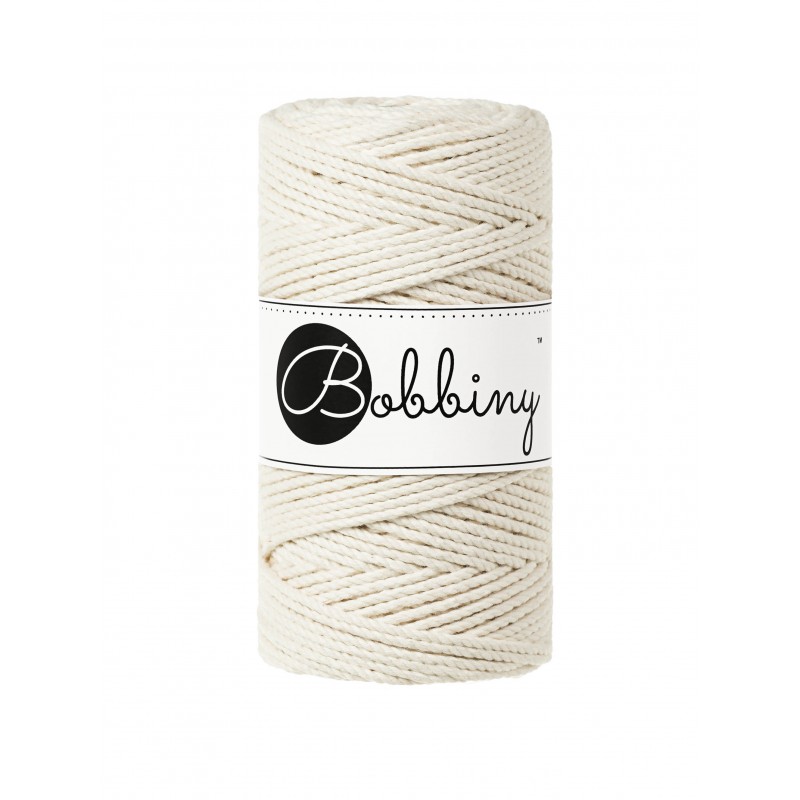 naturalny natural sznurek bawelniany potrojnie skrecany 3PLY 3mm do makramy Bobbiny