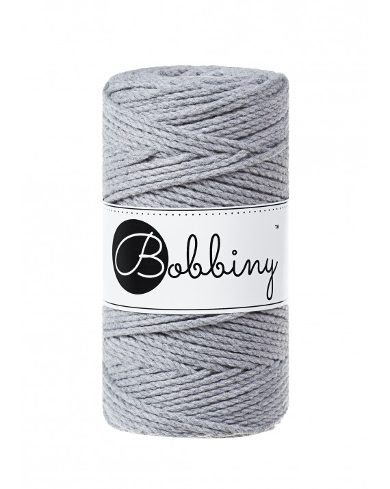 srebrny silver sznurek bawelniany potrojnie skrecany 3PLY 3mm do makramy Bobbiny