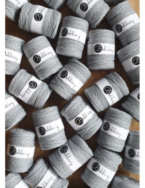 srebrny silver sznurki bawelniane potrojnie skrecane 3PLY 5 mm do makramy Bobbiny