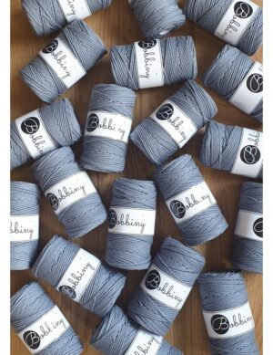 stalowy steel sznurki bawelniane potrojnie skrecane 3PLY 3 mm do makramy Bobbiny