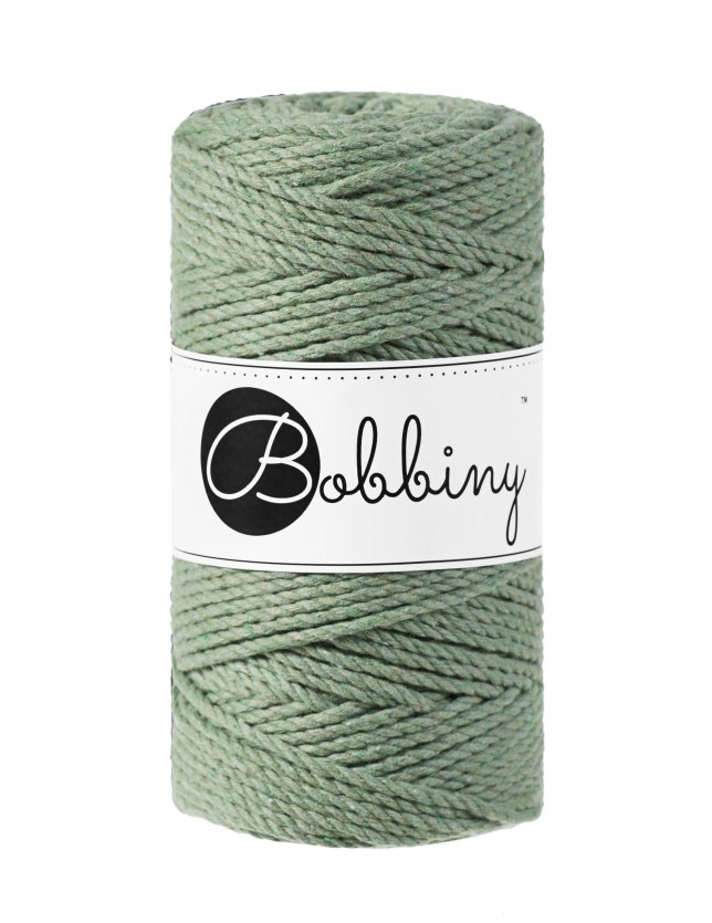 szalwia eucalyptus green sznurek bawelniany potrojnie skrecany 3PLY 3mm do makramy Bobbiny