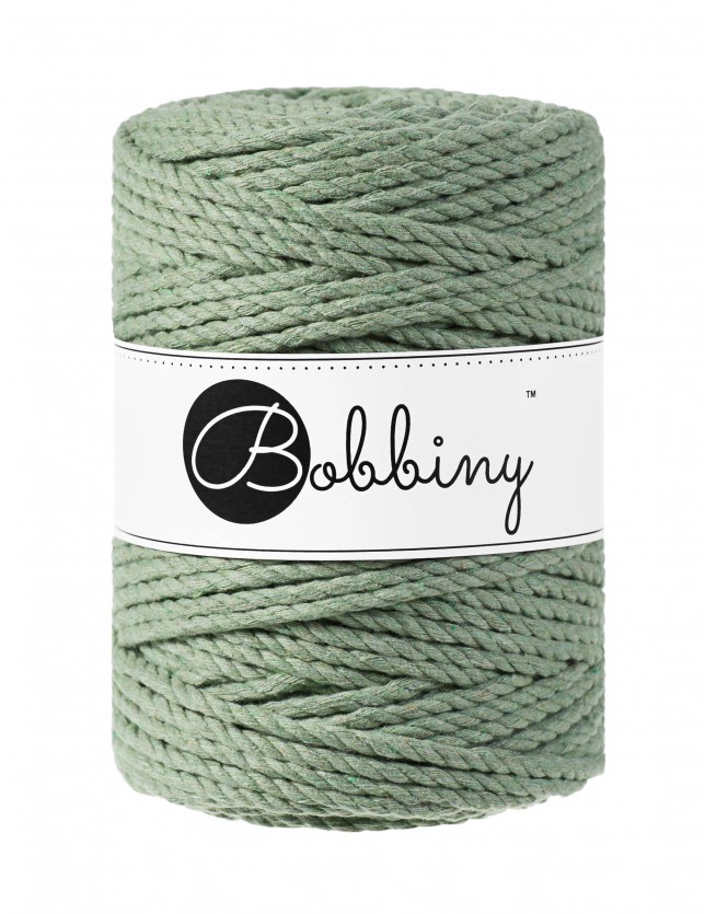 szalwia eucalyptus green sznurek bawelniany potrojnie skrecany 3PLY 5mm do makramy Bobbiny