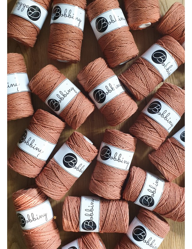 terracotta sznurki bawelniane potrojnie skrecane 3PLY 3 mm do makramy Bobbiny