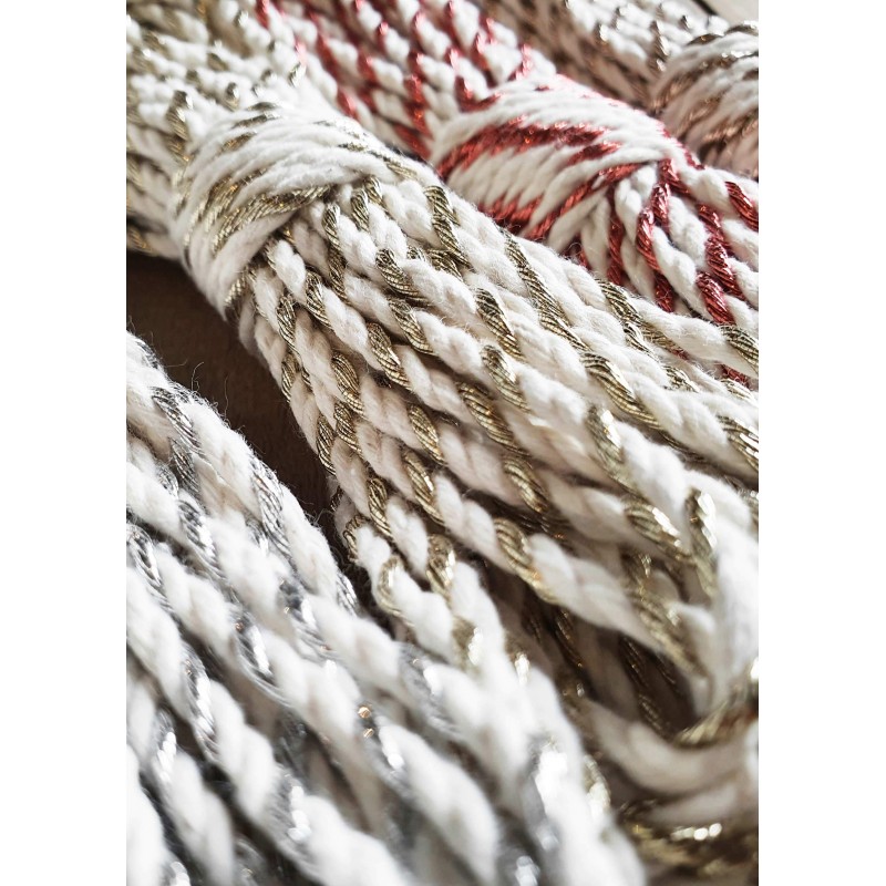 twist zloty sznurki bawelniane potrojnie skrecane 3PLY 3 mm do makramy Bobbiny