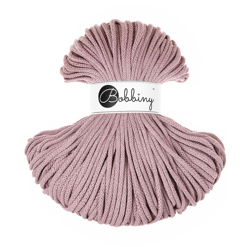 wrzosowy mauve sznurek bawelniany pleciony premium 5mm do makramy Bobbiny
